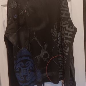 Cirque Du Soleil Men's Black and Blue Crewneck Long Sleeve Sweater Size XXL